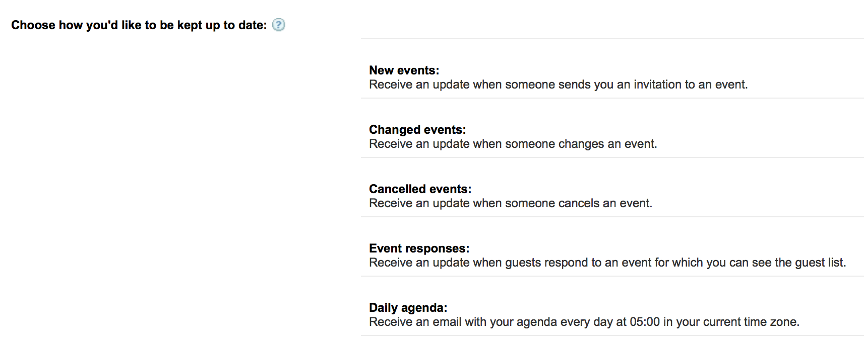 Google Calendar notification settings