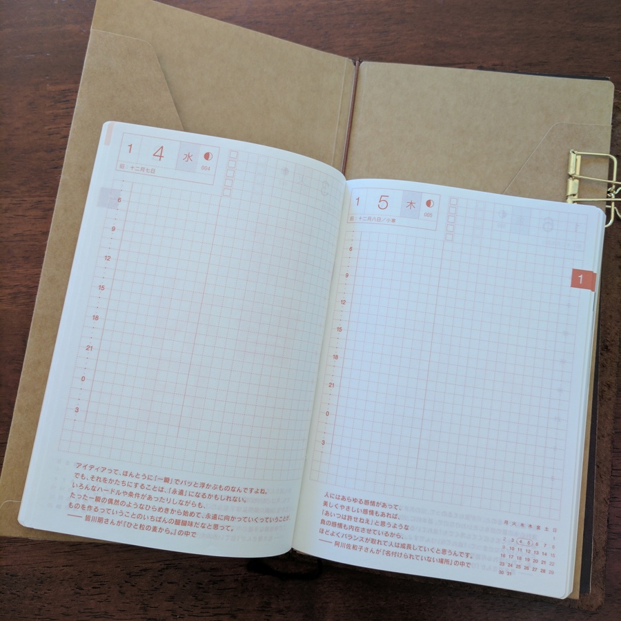 Hobonichi a6 Avec inside Traveler's Notebook