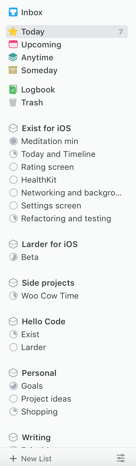 Things 3 sidebar